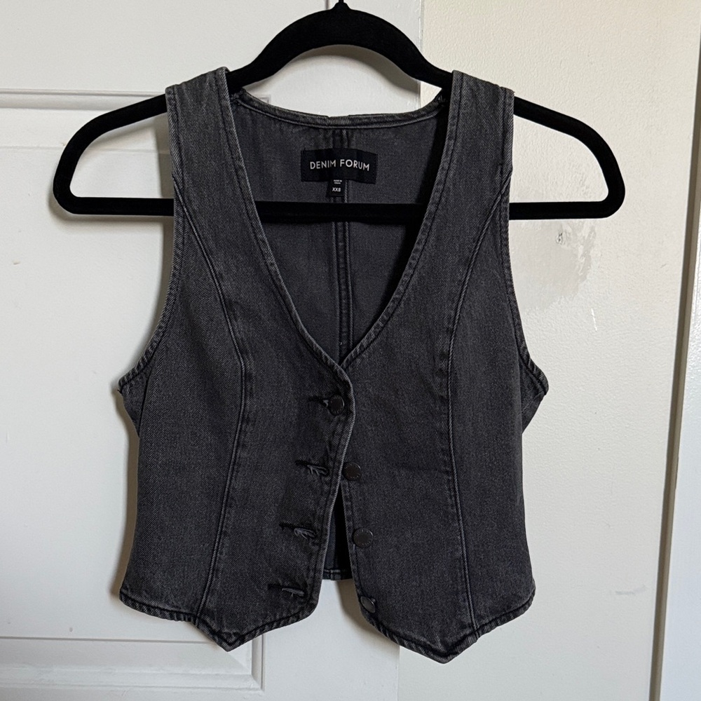 Denim Forum Charcoal Button-Up Vest